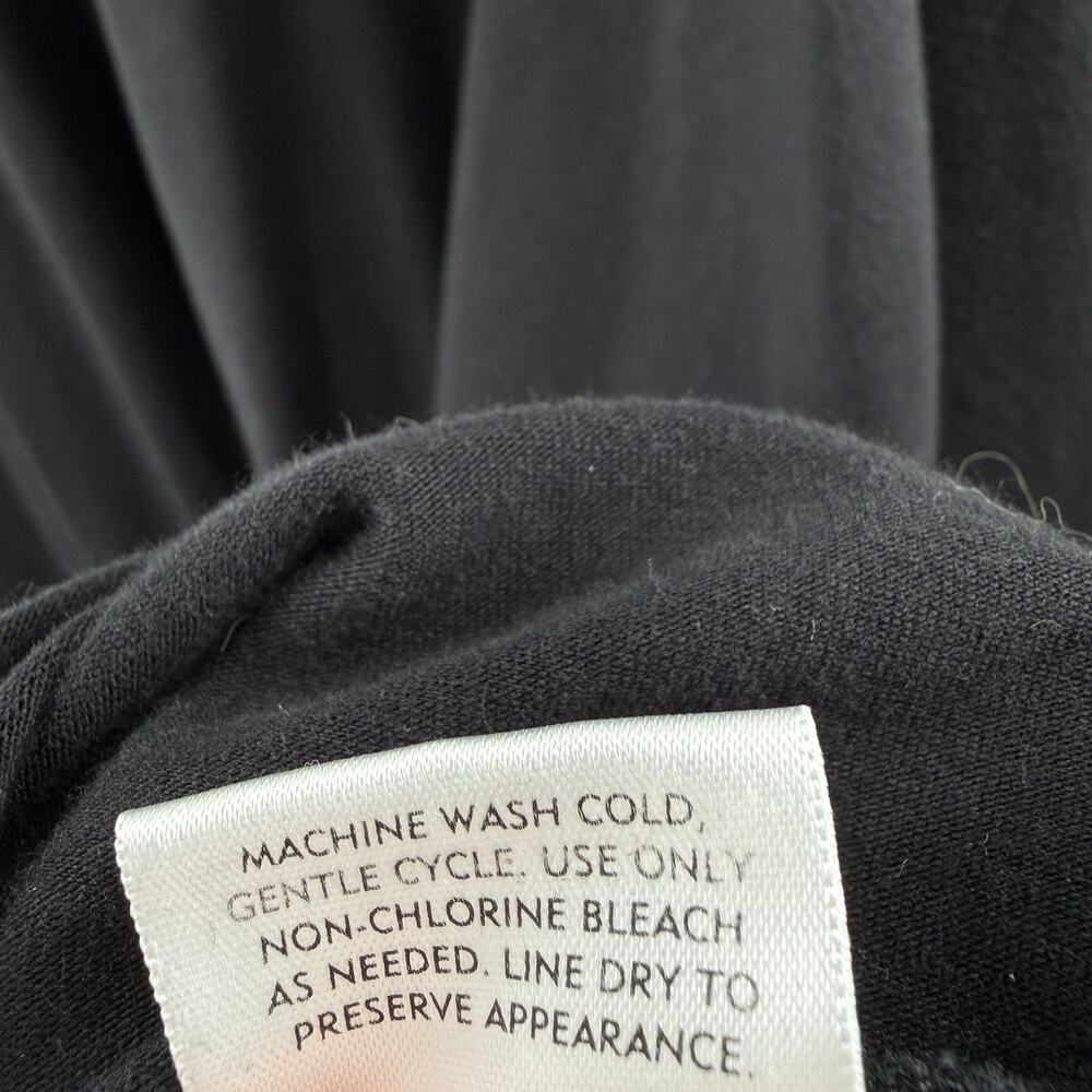 Eileen Fisher Dress Womens Small Black Midi Organic Cotton Stretch Jersey Vneck - Picture 9 of 11